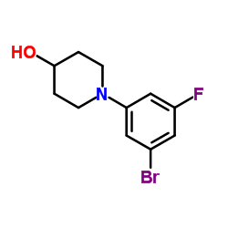 1-(3-Bromo-5-fluorophenyl)-4-piperidinol结构式