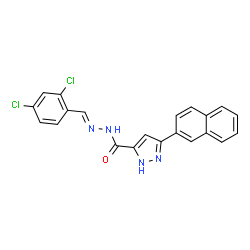 (E)-N-(2,4-dichlorobenzylidene)-3-(naphthalen-2-yl)-1H-pyrazole-5-carbohydrazide结构式