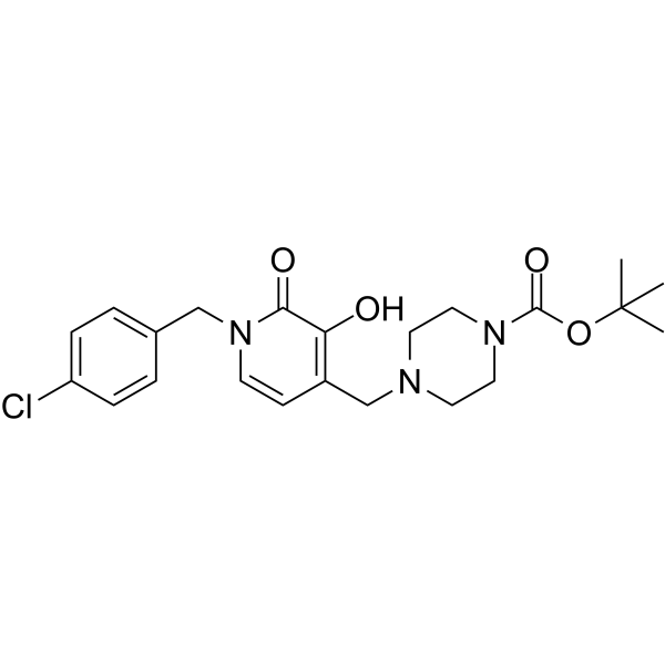 4-((1-(4-氯苄基)-3-羟基-2-氧-2-氧-1,2-二氢吡啶-4-基)甲基)哌嗪-1-甲酸叔丁酯结构式