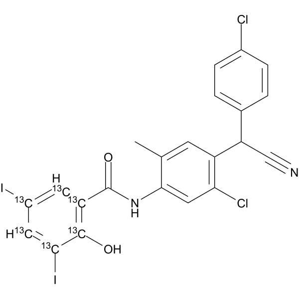 氯氰碘柳胺-13C6结构式