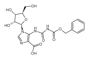 5-(3-((benzyloxy)carbonyl)ureido)-1-((2R,3R,4S,5R)-3,4-dihydroxy-5-(hydroxymethyl)tetrahydrofuran-2-yl)-1H-imidazole-4-carboxylic acid结构式