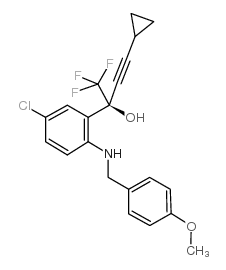 (S)-5-Chloro-(cyclopropylethynyl)-2-[(4-methoxyphenyl)methyl]amion trifluoromethyl benzenemethanol Structure