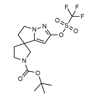 2'-(((三氟甲基)磺酰基)氧基)-5',6'-二氢螺[吡咯烷-3,4'-吡咯并[1,2-b]吡唑]-1-羧酸叔丁酯结构式