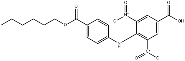 4-{4-[(hexyloxy)carbonyl]anilino}-3,5-bisnitrobenzoic acid Structure