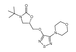(S)-5-((4-morpholino-1,2,5-thiadiazol-3-yloxy)-methyl)-3-tert-butyloxazolidin-2-one结构式