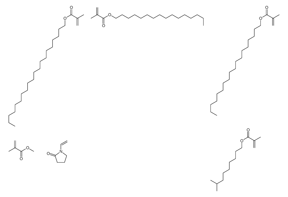 2-甲基丙烯酸二十烷酯与1-乙基-2-吡咯烷酮、2-甲基丙烯酸十六烷酯、2-甲基丙烯酸异癸酯、2-甲基丙烯酸甲酯和2-甲基丙烯酸十八烷酯的聚合物结构式