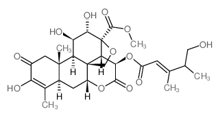 Picras-3-en-21-oic acid, 13, 20-epoxy-3,11,12-trihydroxy-15-[(5-hydroxy-3, 4-dimethyl-1-oxo-2-pentenyl)oxy]-2,16-dioxo-, methyl ester, [11.beta.,12.alpha.,15.beta.(E)]- structure