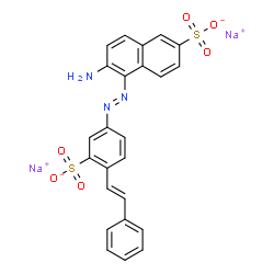disodium 6-amino-5-[[4-(2-phenylvinyl)-3-sulphonatophenyl]azo]naphthalene-2-sulphonate结构式