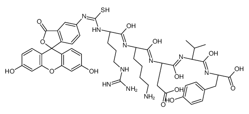(3S)-3-[[(2S)-6-amino-2-[[(2S)-5-(diaminomethylideneamino)-2-[(3',6'-dihydroxy-3-oxospiro[2-benzofuran-1,9'-xanthene]-5-yl)carbamothioylamino]pentanoyl]amino]hexanoyl]amino]-4-[[(2S)-1-[[(1S)-1-carboxy-2-(4-hydroxyphenyl)ethyl]amino]-3-methyl-1-oxobutan-2 Structure