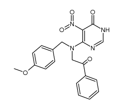6-[(4-methoxybenzyl)(2-oxo-2-phenylethyl)amino]-5-nitro-4(3H)-pyrimidinone Structure