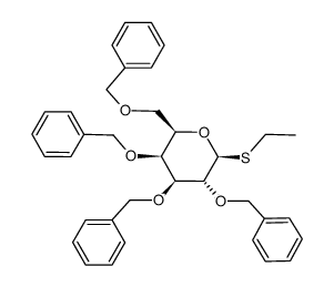 乙基 2,3,4,6-四-O-(苯基甲基)-1-硫代-BETA-D-吡喃半乳糖苷结构式