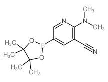 2-(二甲基氨基)-5-(4,4,5,5-四甲基-1,3,2-二氧硼杂环戊烷-2-基)烟腈结构式