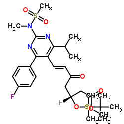 7-[4-(4-氟苯基)-6-异丙基-2-(N-甲基甲磺酰胺基)-5-嘧啶]-(3R)-叔丁基二甲硅氧基-5-氧代-(6E)-庚酸甲酯结构式