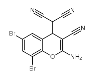 2-(2-氨基-6,8-二溴-3-氰基-4H-色烯-4-基)丙二腈结构式