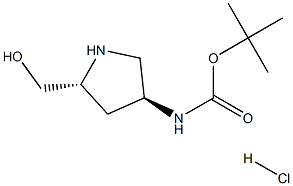 ((2R,4S)-5-(羟甲基)吡咯烷-3-基)氨基甲酸叔丁酯盐酸盐结构式