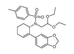 (S)-2-(3,4-methylenedioxyphenyl)-3-[(N-p-tolylsulfonyl)-2,2-diethoxyethylamino]-1-cyclohexene结构式