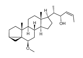 6β-methoxy-3α,5-cyclo-26,27-bisnor-5α-cholest-23(Z)-en-22α-ol Structure