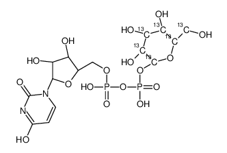 [[(2R,3R,5R)-5-(2,4-dioxopyrimidin-1-yl)-3,4-dihydroxyoxolan-2-yl]methoxy-hydroxyphosphoryl] [(2R,4S,5S)-3,4,5-trihydroxy-6-(hydroxymethyl)oxan-2-yl] hydrogen phosphate Structure