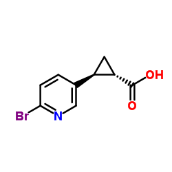 (1S,2S)-rel-2-(6-溴吡啶-3-基)环丙烷-1-羧酸结构式