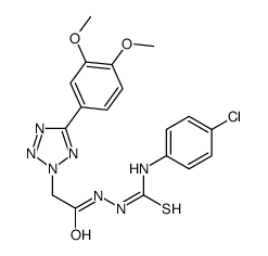 2H-Tetrazole-2-acetic acid, 5-(3,4-dimethoxyphenyl)-, 2-(((4-chlorophe nyl)amino)thioxomethyl)hydrazide结构式