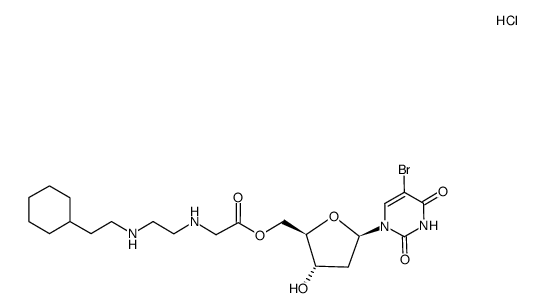 5-bromo-2'-deoxyuridine 5'-(N-(2-((2-cyclohexylethyl)amino)ethyl)glycyl ester) dihydrochloride结构式