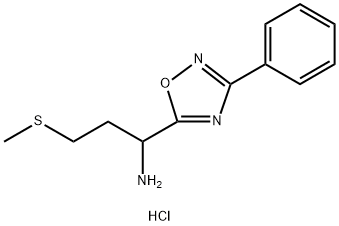 3-(甲硫基)-1-(3-苯基-1,2,4-噁二唑-5-基)丙-1-胺盐酸盐结构式