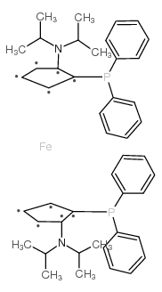 (R)-(+)-1,1-二(联苯膦基)-2,2-二(N,N-二异丙基酰胺)二茂(络)铁结构式