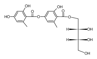 2,4-Dihydroxy-6-methylbenzoic acid 3-hydroxy-5-methyl-4-[[(2R,3S)-2,3,4-trihydroxybutoxy]carbonyl]phenyl ester结构式