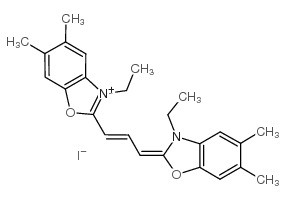 5,6-dimethyl-2-(3-(5,6-dimethyl-3-ethyl-2-benzoxazolinylidene)-1-propenyl)-3-ethyl benzoxazolium iodide Structure
