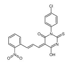 1-(4-chlorophenyl)-5-[3-(2-nitrophenyl)prop-2-enylidene]-2-sulfanylidene-1,3-diazinane-4,6-dione Structure
