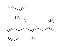 [[(1E)-1-(carbamothioylhydrazinylidene)-1-phenyl-propan-2-ylidene]amino]thiourea Structure