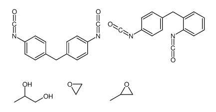 1,2-丙二醇与1-异氰酸基-2-[(4-异氰酸基苯基)甲基]苯、1,1’-亚甲基双[4-异氰酸基苯]、甲基环氧乙烷和环氧乙烷的聚合物结构式