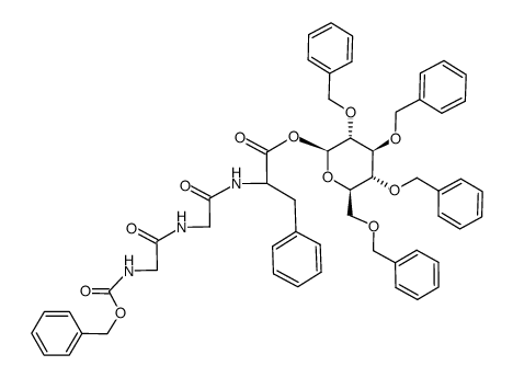 2,3,4,6-tetra-O-benzyl-1-O-(N-benzyloxycarbonylglycylglycyl-L,D-phenylalanyl)-β-D-glucopyranose结构式