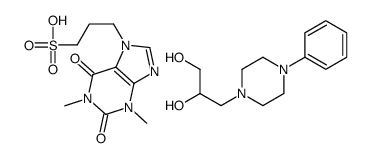 1,2,3,6-tetrahydro-1,3-dimethyl-2,6-dioxo-7H-purine-7-propanesulphonic acid, compound with 3-(4-phenyl-1-piperazinyl)propane-1,2-diol (1:1)结构式
