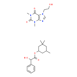 7-(2-hydroxyethyl)-1,3-dimethyl-purine-2,6-dione, (3,3,5-trimethylcycl ohexyl) 2-hydroxy-2-phenyl-acetate Structure