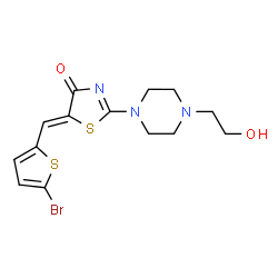 (5Z)-5-[(5-bromothiophen-2-yl)methylidene]-2-[4-(2-hydroxyethyl)piperazin-1-yl]-1,3-thiazol-4(5H)-one Structure