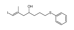 (E)-1-Iodo-2-methyl-7-phenylsulfanyl-hept-1-en-4-ol Structure