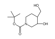 (3S,4S)-叔丁基3-羟基-4-(羟基甲基)哌啶-1-羧酸结构式