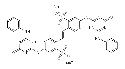 2,2-(1,2-亚乙烯基)二[5-[(1,4-二氢-4-氧代-6-苯氨基)-1,3,5-三嗪基-2-基]氨基]苯磺酸二钠盐结构式