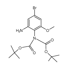 (6-amino-4-bromo-2-methoxyphenyl)iminocarbonic acid-bis-(tert-butyl ester)结构式