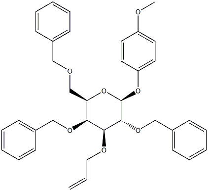 4-甲氧基苯基 2,4,6-三-O-(苯基甲基)-3-O-2-丙烯-1-基-BETA-D-吡喃半乳糖苷结构式