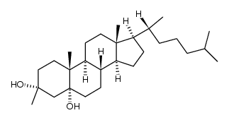 (3R,5R,8S,9S,10R,13R,14S,17R)-3,10,13-trimethyl-17-((R)-6-methylheptan-2-yl)hexadecahydro-1H-cyclopenta[a]phenanthrene-3,5-diol结构式