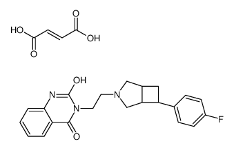 (E)-but-2-enedioic acid,3-[2-[(1S,5R,6S)-6-(4-fluorophenyl)-3-azabicyclo[3.2.0]heptan-3-yl]ethyl]-1H-quinazoline-2,4-dione Structure