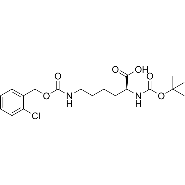 N-叔丁氧羰基-N'-(2-氯苄氧羰基)-L-赖氨酸结构式