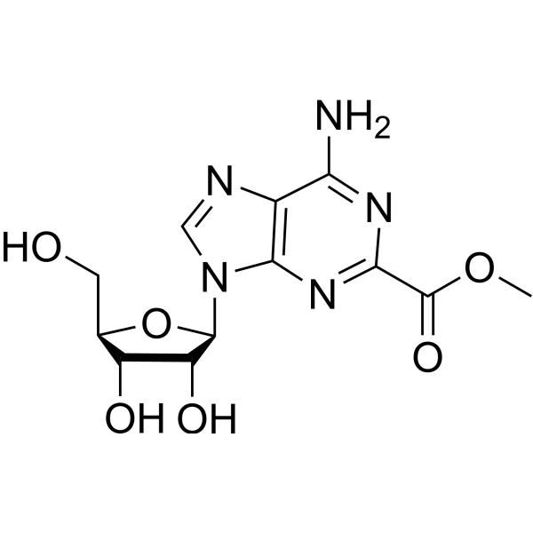 Methyl 6-amino-9-β-D-ribofuranosyl-9H-purine-2-carboxylate结构式