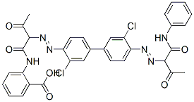 2-[[2-[[3,3'-二氯-4'-[[2-氧代-1-[(苯氨基)羰基]丙基]偶氮][1,1'-联苯]-4-基]偶氮]-1,3-二氧代丁基]氨基]苯甲酸结构式