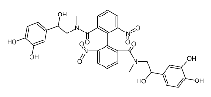 R,S-2,2'-dinitrobiphenyl-6,6'-dicarbonsaeure-di-N,N'-1-(3,4-dihydroxyphenyl)-1-hydroxy-methylamido-ethan结构式