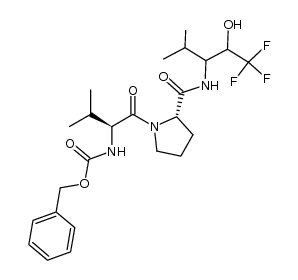 benzyl ((2S)-3-methyl-1-oxo-1-((2S)-2-((1,1,1-trifluoro-2-hydroxy-4-methylpentan-3-yl)carbamoyl)pyrrolidin-1-yl)butan-2-yl)carbamate结构式