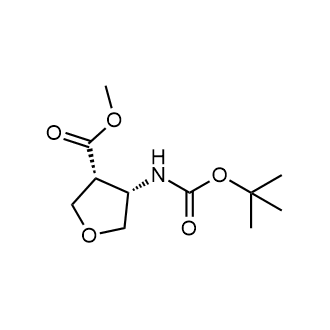 顺式-4-{[(叔丁氧基)羰基]氨基}氧杂环戊烷-3-羧酸甲酯结构式