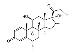 9-chloro-6α-fluoro-11,17,21-trihydroxy-16α-methylpregna-1,4-diene-3,20-dione结构式